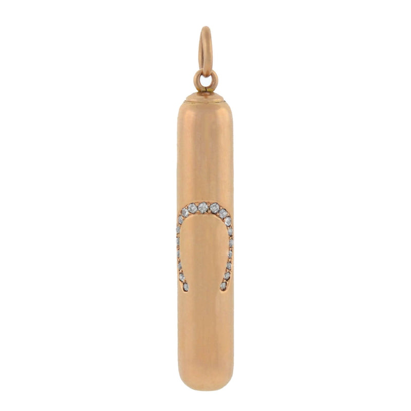 Victorian 14kt Diamond Horseshoe + Retractable Pencil Pendant