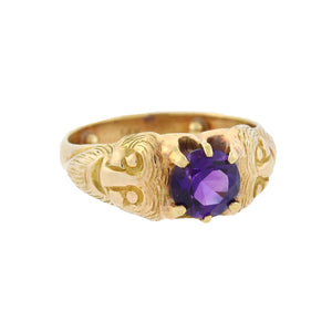 Art Nouveau 14kt Amethyst Smiling Devil Figural Ring
