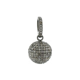 Estate Sterling Pavé Diamond Ball Pendant/Charm