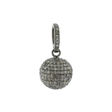 Estate Sterling Pavé Diamond Ball Pendant/Charm