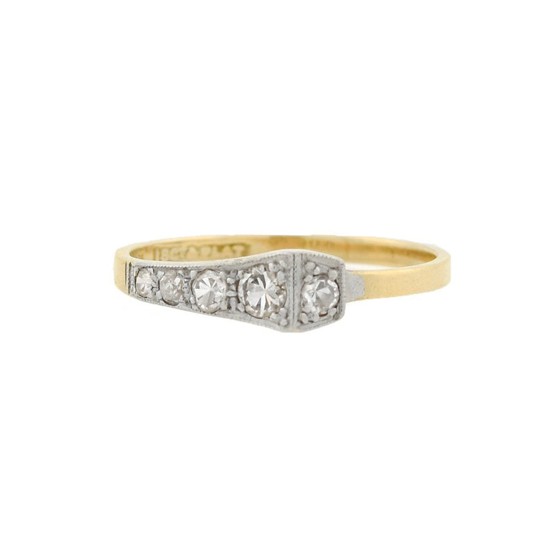 Edwardian 18kt/Platinum Diamond Square Head Nail Ring 0.22ctw