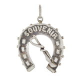 Victorian Sterling Horseshoe + Riding Crop "SOUVENIR" Pendant