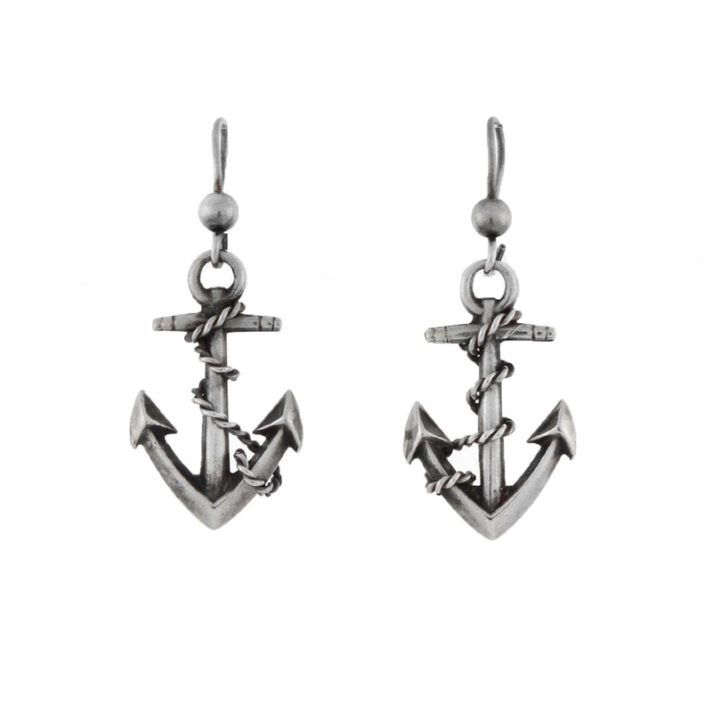 Victorian Sterling Silver Anchor Link Dangling Earrings