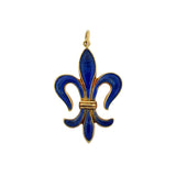 Late Victorian 14kt Blue Enamel "Fleur-de-Lys" Pendant