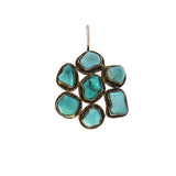 Art Deco Chinese Sterling + Turquoise Cluster Earrings