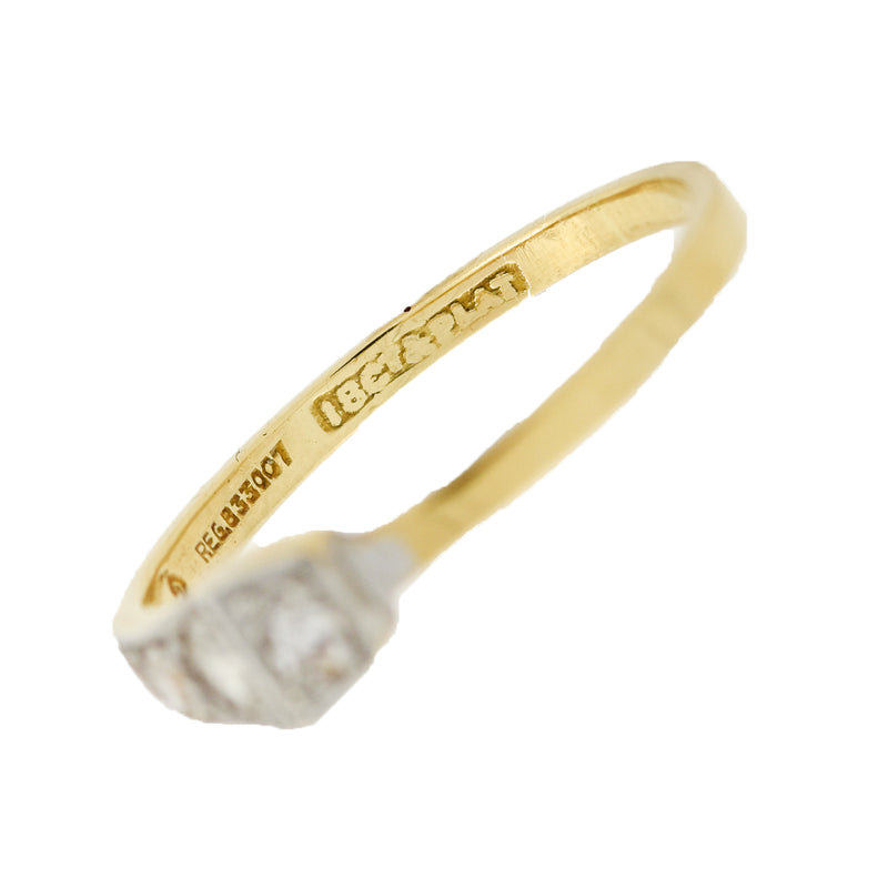 Edwardian 18kt/Platinum Diamond Square Head Nail Ring 0.22ctw