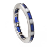 OSCAR HEYMAN Estate Platinum Sapphire Baguette + Diamond Eternity Band