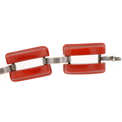 Art Deco Bakelite & Chrome Large Link Bracelet