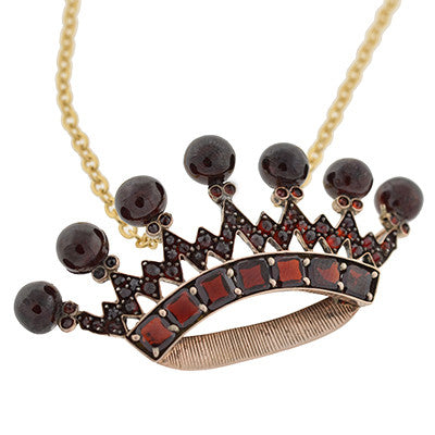 Victorian Gold Filled Bohemian Garnet Crown Necklace