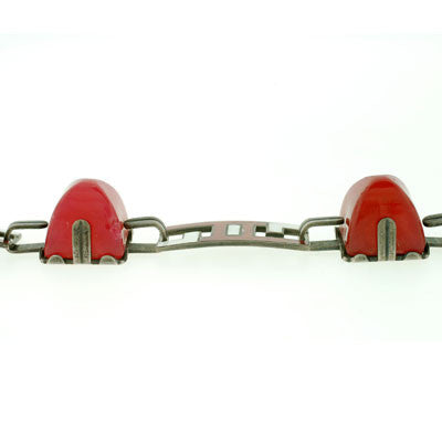 Art Deco Sterling Carnelian & Enamel Bracelet