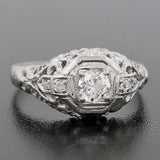 Art Deco 18kt Diamond Engagement Ring .26ct