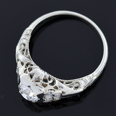 Art Deco 18kt Gold Diamond Engagement Ring .67ct