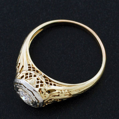 Edwardian 18kt Mixed Metals Diamond Engagement Ring 0.16ct
