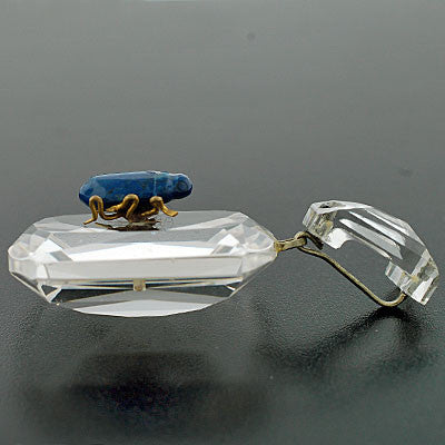 Art Deco Large Rock Quartz Crystal & Lapis Beetle Pendant