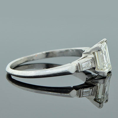 Retro Platinum & Emerald Cut Diamond Ring 1.07ct
