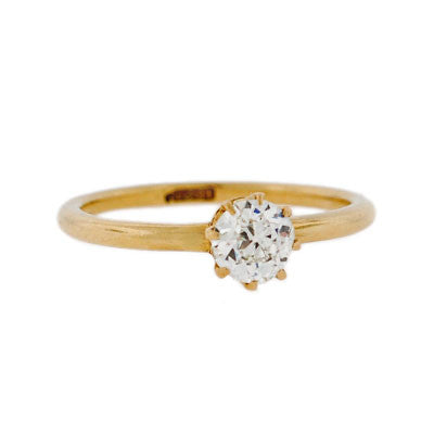 Late Victorian 18kt Yellow Gold Diamond Engage Ring .65ct