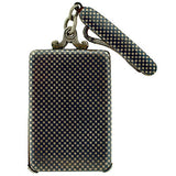 Victorian Silver & Niello Slide Mirror Locket w/ Button Hook