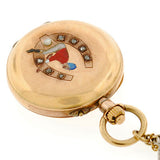 Victorian 18kt & Plat Enamel & Diamond Horseshoe Watch Pin