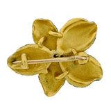 Victorian 14kt & Purple Enamel Flower Pin w/ Diamond