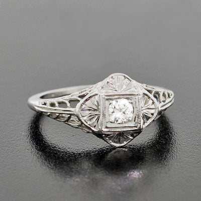 Art Deco 18kt Diamond Engagement Ring .15ct