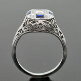 Art Deco 18kt Diamond & Sapphire Engage Ring .10ct