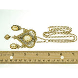 Victorian Sterling Gilt Citrine & Seed Pearl Long Necklace