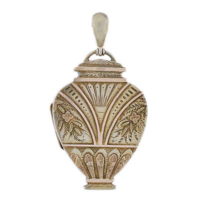 Victorian Large Sterling Mixed Metal Urn Locket