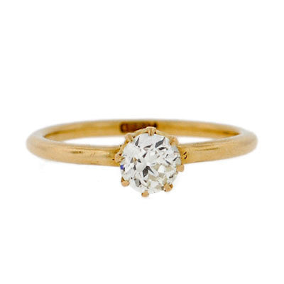 Late Victorian 18kt Yellow Gold Diamond Engage Ring .65ct