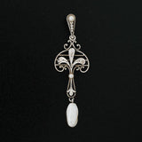 KREMENTZ Art Nouveau Platinum, Diamond + Pearl Lavalier Pendant