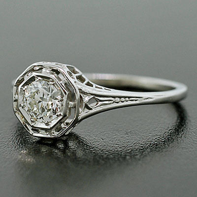 Art Deco 18kt Diamond Engagement Ring .27ct