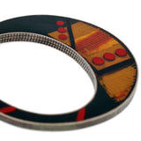 Vintage Sterling Resin Cutout Disc Bangle Bracelet