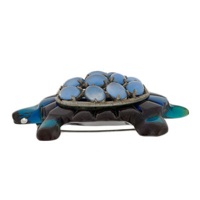 Vintage Large Bakelite & Faux Chalcedony Tortoise Pin