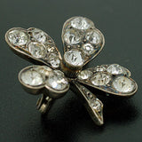 Victorian Sterling & Four Leaf Clover French Paste Pin