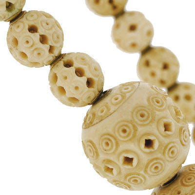 Late Victorian Hand Carved Bone Bead Necklace