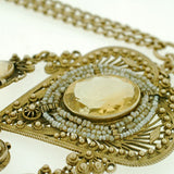 Victorian Sterling Gilt Citrine & Seed Pearl Long Necklace