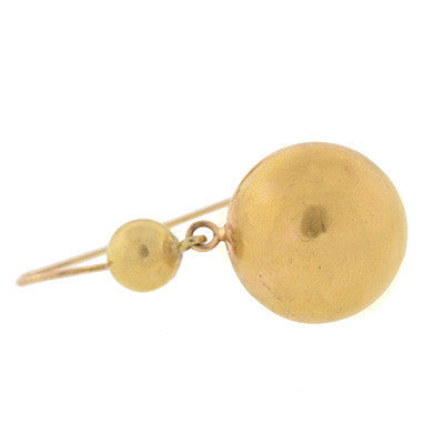 Retro 14kt Yellow Gold Ball Dangling Earrings