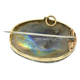 Art Nouveau 10kt Carved Labradorite Scarab Pin/Pendant