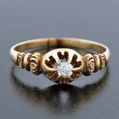 Victorian 14kt Yellow Gold Diamond Engage Ring .20ct