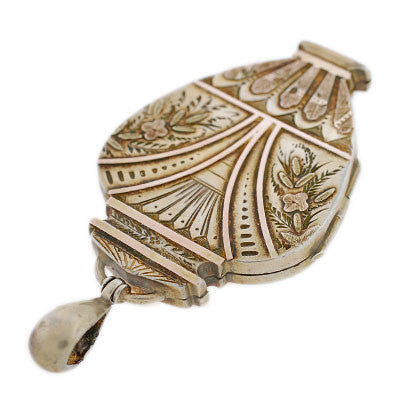 Victorian Large Sterling Mixed Metal Urn Locket