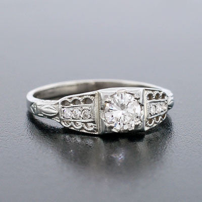 Art Deco 18kt White Gold Diamond Engage Ring .40ct