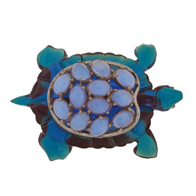 Vintage Large Bakelite & Faux Chalcedony Tortoise Pin