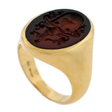 Late Victorian 18kt Sardonyx Family Crest Intaglio Ring