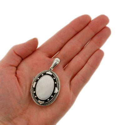 Victorian Sterling Silver Etched & Studded Locket