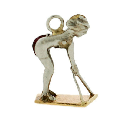 Art Deco Platinum, Gold, Citrine & Garnet Surfer Charm