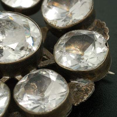 Victorian Large Sterling & French Paste Cluster Pin