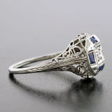 Art Deco 18kt Diamond & Sapphire Engage Ring .10ct