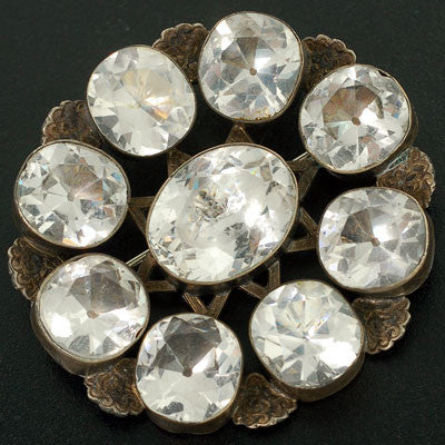 Victorian Large Sterling & French Paste Cluster Pin