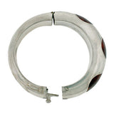 Vintage Mexican Sterling & Inlaid Bakelite Hinged Bangle Bracelet