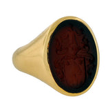 Late Victorian 18kt Sardonyx Family Crest Intaglio Ring