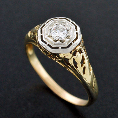 Edwardian 18kt Mixed Metals Diamond Engagement Ring 0.16ct